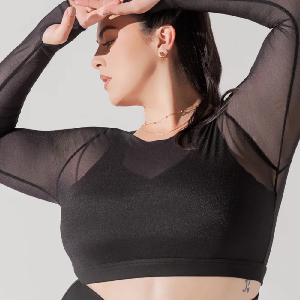 NWT Popflex Active Coquette Long Sleeve Mesh Bra